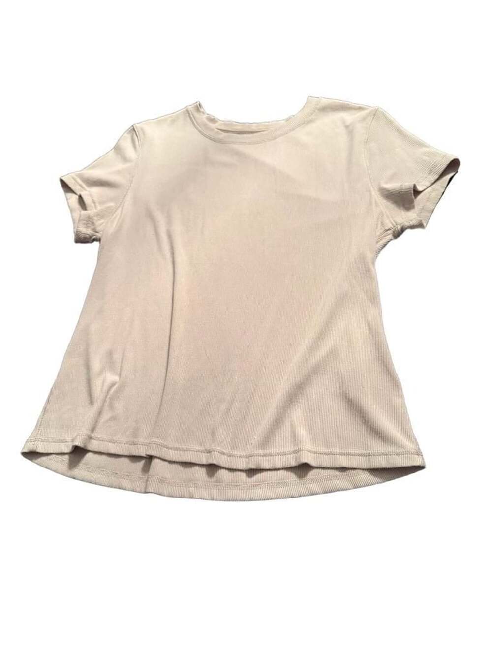 Magaschoni Ribbed Short Sleeve T-Shirt Size Medium Beige womens tee NEW